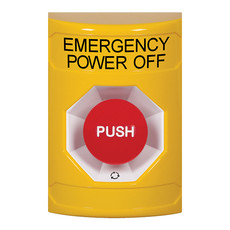 SS2201PO-EN STI Yellow No Cover Turn-to-Reset Stopper Station with EMERGENCY POWER OFF Label English