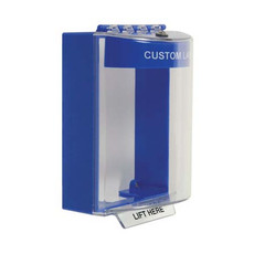 STI-13210CB STI Universal Stopper Dome Cover Surface Mount and Hood - Custom Label - Blue - Non-Returnable
