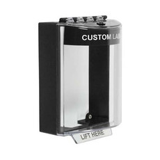 STI-13220CK STI Universal Stopper Dome Cover Surface Mount and Hood with Horn - Custom Label - Black - Non-Returnable