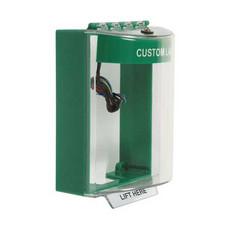 STI-13230CG STI Universal Stopper Dome Cover Surface Mount and Hood with Horn and Relay - Custom Label - Green - Non-Returnable