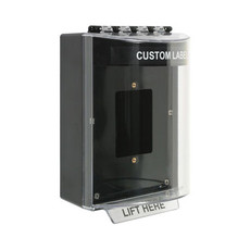 STI-13420CK STI Universal Stopper Dome Cover Enclosed Back Box, Sealed Mounting Plate and Hood with Horn - Custom Label - Black - Non-Returnable