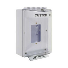 STI-13510CW STI Universal Stopper Dome Cover Enclosed Back Box, Open Mounting Plate and Hood - Custom Label - White - Non-Returnable