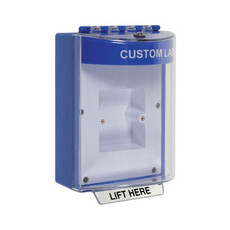 STI-13820CB STI Universal Stopper Dome Cover Enclosed Back Box, European Sealed Mounting Plate and Hood with Horn - Custom Label - Blue - Non-Returnable