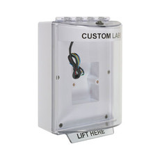 STI-13830CW STI Universal Stopper Dome Cover Enclosed Back Box, European Sealed Mounting Plate and Hood with Horn and Relay - Custom Label - White - Non-Returnable