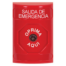SS2000EX-ES STI Red No Cover Key-to-Reset Stopper Station with EMERGENCY EXIT Label Spanish