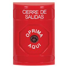 SS2000LD-ES STI Red No Cover Key-to-Reset Stopper Station with LOCKDOWN Label Spanish