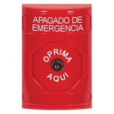 SS2000PO-ES STI Red No Cover Key-to-Reset Stopper Station with EMERGENCY POWER OFF Label Spanish