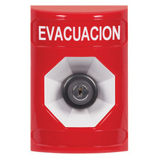 SS2003EV-ES STI Red No Cover Key-to-Activate Stopper Station with EVACUATION Label Spanish