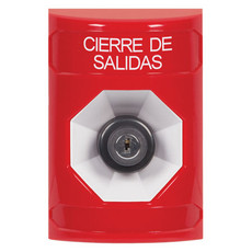 SS2003LD-ES STI Red No Cover Key-to-Activate Stopper Station with LOCKDOWN Label Spanish