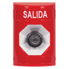 SS2003XT-ES STI Red No Cover Key-to-Activate Stopper Station with EXIT Label Spanish