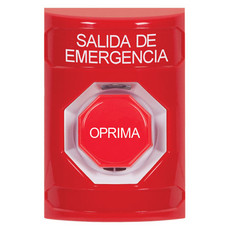 SS2005EX-ES STI Red No Cover Momentary (Illuminated) Stopper Station with EMERGENCY EXIT Label Spanish