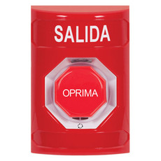 SS2009XT-ES STI Red No Cover Turn-to-Reset (Illuminated) Stopper Station with EXIT Label Spanish