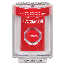 SS2039EV-ES STI Red Indoor/Outdoor Flush Turn-to-Reset (Illuminated) Stopper Station with EVACUATION Label Spanish