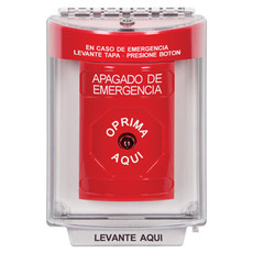 SS2040PO-ES STI Red Indoor/Outdoor Flush w/ Horn Key-to-Reset Stopper Station with EMERGENCY POWER OFF Label Spanish