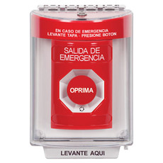 SS2041EX-ES STI Red Indoor/Outdoor Flush w/ Horn Turn-to-Reset Stopper Station with EMERGENCY EXIT Label Spanish