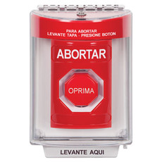 SS2042AB-ES STI Red Indoor/Outdoor Flush w/ Horn Key-to-Reset (Illuminated) Stopper Station with ABORT Label Spanish