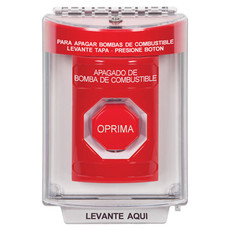 SS2045PS-ES STI Red Indoor/Outdoor Flush w/ Horn Momentary (Illuminated) Stopper Station with FUEL PUMP SHUT DOWN Label Spanish