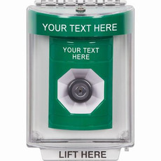 SS2133ZA-EN STI Green Indoor/Outdoor Flush Key-to-Activate Stopper Station with Non-Returnable Custom Text Label English