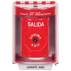 SS2070XT-ES STI Red Indoor/Outdoor Surface Key-to-Reset Stopper Station with EXIT Label Spanish