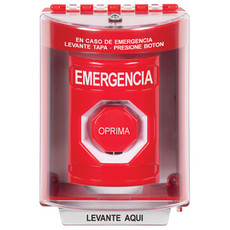 SS2072EM-ES STI Red Indoor/Outdoor Surface Key-to-Reset (Illuminated) Stopper Station with EMERGENCY Label Spanish