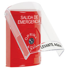 SS20A0EX-ES STI Red Indoor Only Flush or Surface w/ Horn Key-to-Reset Stopper Station with EMERGENCY EXIT Label Spanish