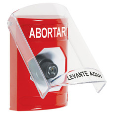 SS20A3AB-ES STI Red Indoor Only Flush or Surface w/ Horn Key-to-Activate Stopper Station with ABORT Label Spanish