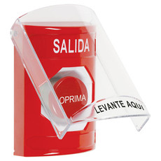 SS20A4XT-ES STI Red Indoor Only Flush or Surface w/ Horn Momentary Stopper Station with EXIT Label Spanish