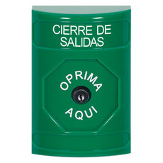 SS2100LD-ES STI Green No Cover Key-to-Reset Stopper Station with LOCKDOWN Label Spanish