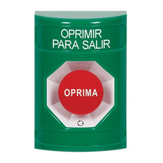SS2101PX-ES STI Green No Cover Turn-to-Reset Stopper Station with PUSH TO EXIT Label Spanish