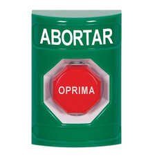 SS2105AB-ES STI Green No Cover Momentary (Illuminated) Stopper Station with ABORT Label Spanish