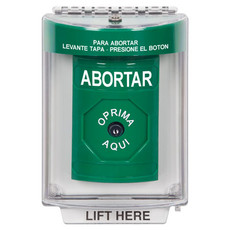 SS2130AB-ES STI Green Indoor/Outdoor Flush Key-to-Reset Stopper Station with ABORT Label Spanish