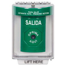 SS2130XT-ES STI Green Indoor/Outdoor Flush Key-to-Reset Stopper Station with EXIT Label Spanish