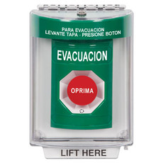 SS2131EV-ES STI Green Indoor/Outdoor Flush Turn-to-Reset Stopper Station with EVACUATION Label Spanish