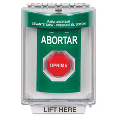 SS2132AB-ES STI Green Indoor/Outdoor Flush Key-to-Reset (Illuminated) Stopper Station with ABORT Label Spanish
