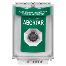SS2133AB-ES STI Green Indoor/Outdoor Flush Key-to-Activate Stopper Station with ABORT Label Spanish