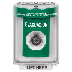SS2133EV-ES STI Green Indoor/Outdoor Flush Key-to-Activate Stopper Station with EVACUATION Label Spanish