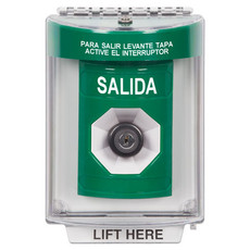 SS2133XT-ES STI Green Indoor/Outdoor Flush Key-to-Activate Stopper Station with EXIT Label Spanish