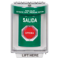 SS2139XT-ES STI Green Indoor/Outdoor Flush Turn-to-Reset (Illuminated) Stopper Station with EXIT Label Spanish
