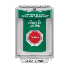 SS2141LD-ES STI Green Indoor/Outdoor Flush w/ Horn Turn-to-Reset Stopper Station with LOCKDOWN Label Spanish