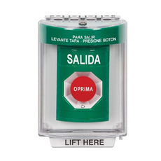 SS2141XT-ES STI Green Indoor/Outdoor Flush w/ Horn Turn-to-Reset Stopper Station with EXIT Label Spanish