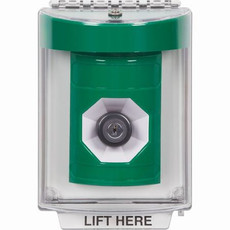 SS2143NT-ES STI Green Indoor/Outdoor Flush w/ Horn Key-to-Activate Stopper Station with No Text Label Spanish