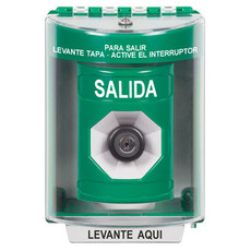 SS2173XT-ES STI Green Indoor/Outdoor Surface Key-to-Activate Stopper Station with EXIT Label Spanish