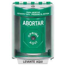 SS2180AB-ES STI Green Indoor/Outdoor Surface w/ Horn Key-to-Reset Stopper Station with ABORT Label Spanish