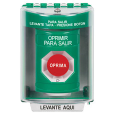 SS2181PX-ES STI Green Indoor/Outdoor Surface w/ Horn Turn-to-Reset Stopper Station with PUSH TO EXIT Label Spanish