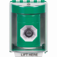 SS2183NT-ES STI Green Indoor/Outdoor Surface w/ Horn Key-to-Activate Stopper Station with No Text Label Spanish