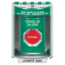 SS2189LD-ES STI Green Indoor/Outdoor Surface w/ Horn Turn-to-Reset (Illuminated) Stopper Station with LOCKDOWN Label Spanish
