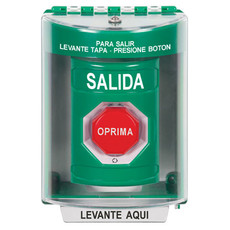 SS2189XT-ES STI Green Indoor/Outdoor Surface w/ Horn Turn-to-Reset (Illuminated) Stopper Station with EXIT Label Spanish