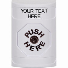 SS2300ZA-EN STI White No Cover Key-to-Reset Stopper Station with Non-Returnable Custom Text Label English