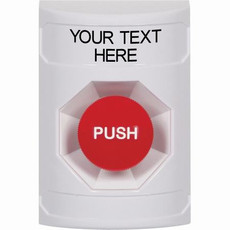 SS2304ZA-EN STI White No Cover Momentary Stopper Station with Non-Returnable Custom Text Label English
