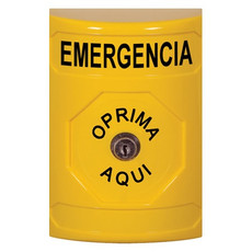 SS2200EM-ES STI Yellow No Cover Key-to-Reset Stopper Station with EMERGENCY Label Spanish